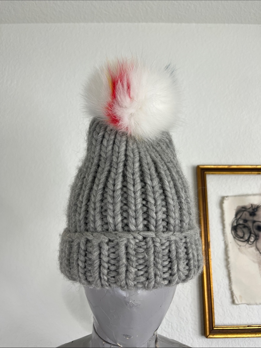 Eugenia Kim Knit Wool Fur Pom Pom Beanie